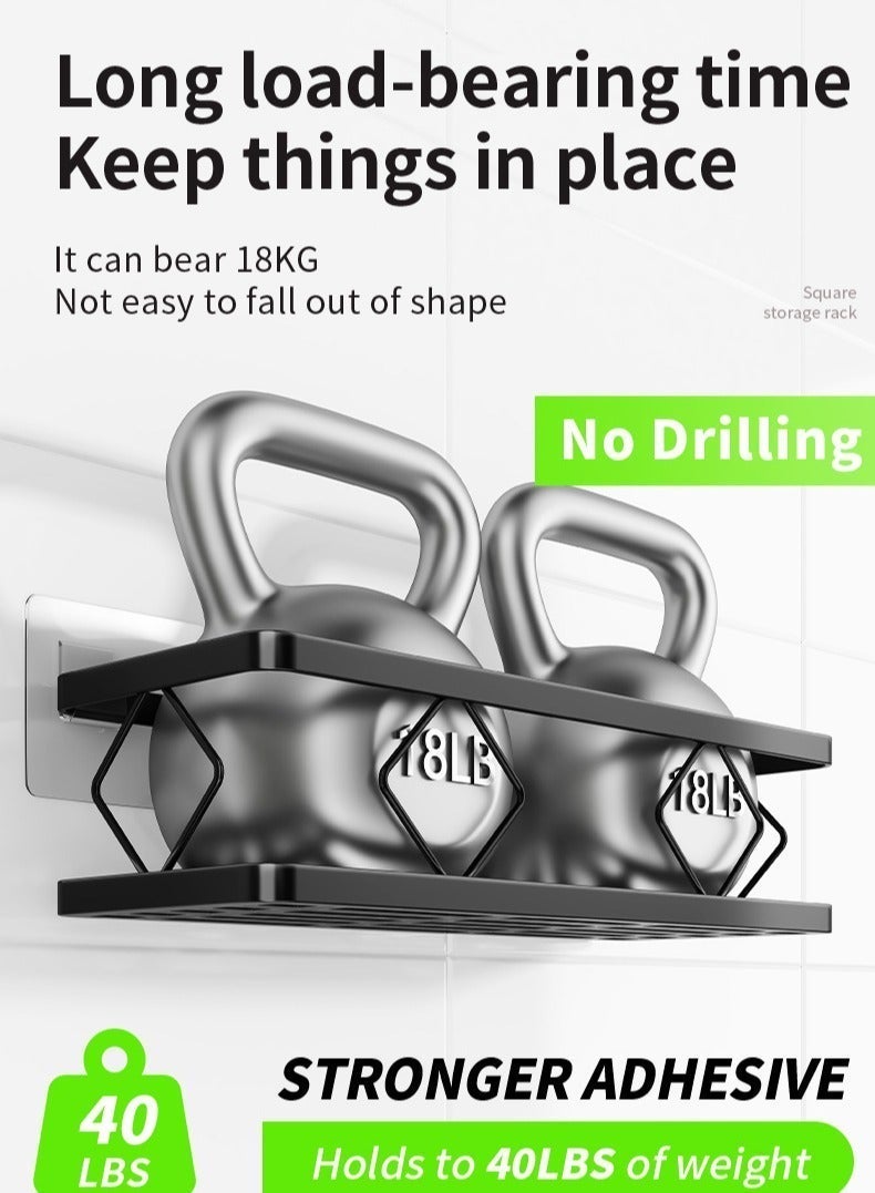 5 Pack Shower Caddy Wall Mounted Double Layer Rustproof Protection, Strong Adhesive No Drilling Waterproof Shower Shelves Set for Bathroom Accessories Storage, Sturdy Large Capacity Bath Organizer with 4 Hooks - Image 3